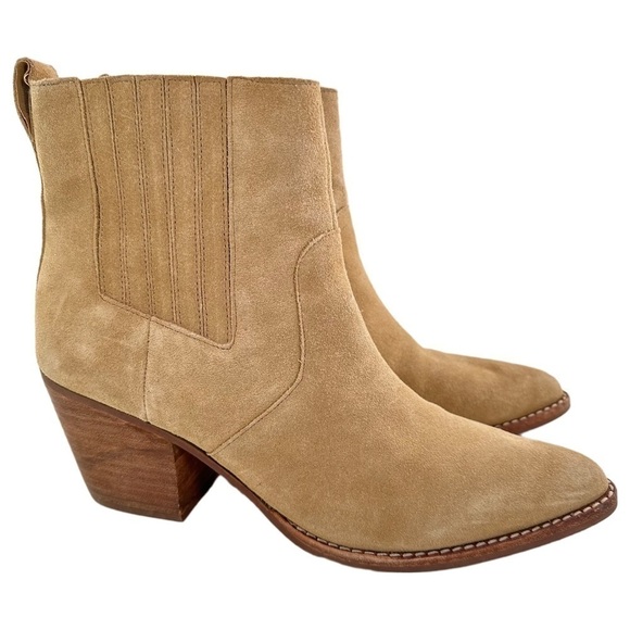 J. Crew Shoes - J crew ankle booties 9.5 tan suede pointy toe western pull on Chelsea boots